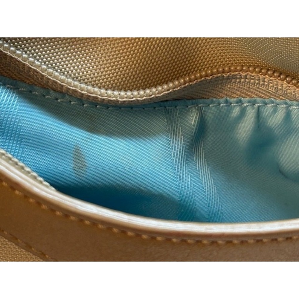 Tumi Ballistic Nylon w/Leather Trim Purse Bag Tan w/Blue Lining - Picture 7 of 9